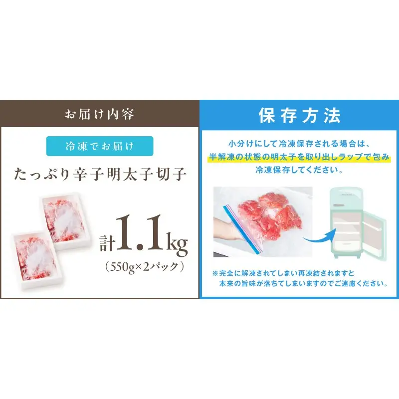 たっぷり辛子明太子切子 1.1kg【A5-390】
