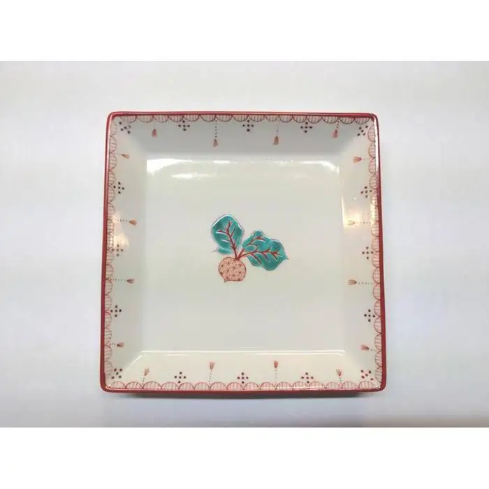 皿揃 赤絵小紋 野菜 九谷焼