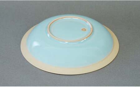 有田焼 天青リム皿 大 23.5cm【梶原大敬 茂正工房】器 うつわ 食器 皿 パスタ皿 カレー皿 ワンプレート 青磁 天青 青 ブルー 作家 手仕事 ろくろ シンプル 電子レンジ対応 35000円 3.5万円 A35-591
