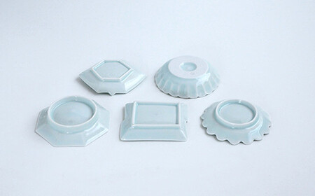 有田焼 青白磁おてしょ皿 5枚セット【金照堂】 有田焼 皿 小皿 食器 器 取り皿 菓子皿 おてしょ皿 青白磁 29000円 A29-15