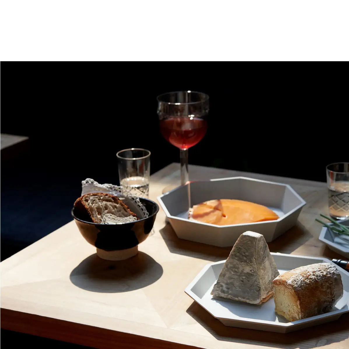1616/ TY Anise Plate & Bowl 220 セット【1616/arita japan】有田焼 食器 器 皿 中皿 八角皿 鉢 中鉢 アニス プレート ボウル グレー シンプル A40-377
