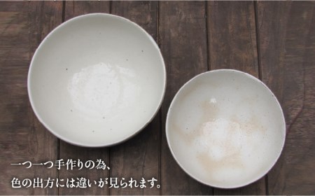 【美濃焼】鎬 麺ボウル（L＆M）セット 粉引（太）【藤山窯】【TOKI MINOYAKI返礼品】≪土岐市≫ 食器 鉢 麺鉢 盛り鉢 ボウル サラダボウル サラダ どんぶり 丼 丼ぶり ペア シンプル セット 食器セット [MAH098]