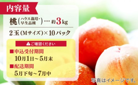 【2026年5月下旬-発送】桃 特別栽培 小玉 ハウスもも（Mサイズ：10パック） / 桃 もも モモ フルーツ 果物 旬 / 南島原市 / ふくはちファーム/福島農園 [SBS008]