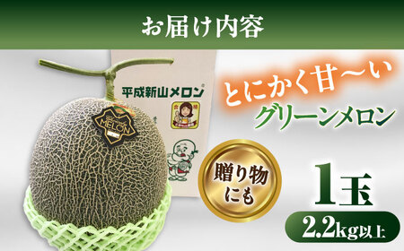 【2026年7月上旬-発送】【平成新山メロンPREMIUM（とみちゃん厳選）】グリーンメロン 1玉 / メロン めろん 青肉 糖度 果物 くだもの フルーツ ふるーつ 旬 高級 ギフト / 南島原市 / うえだメロン園 [SAD006]
