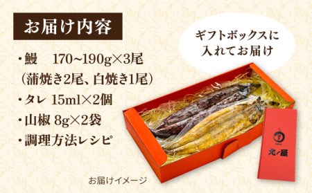 【お中元対象】北ノ屋 (竹)  うなぎ 計3尾セット ( 蒲焼き 2尾 ＆ 白焼き 1尾 ) 糸島市 / 北ノ屋うなぎ [ACL002] 鰻 蒲焼