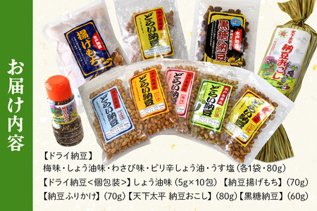 どらい納豆詰合わせセット 10種 納豆 詰め合わせ ドライ納豆 乾燥納豆 干し納豆 ダイエット ギフト 納豆ふりかけ 国産 おつまみ おやつ お菓子 おかし スナック 腸活 タンパク質 たんぱく質 小腹 ドライなっとう 常温 4-A
