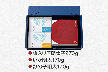 うまかもんセット（樽入り無着色辛子明太子「匠」・いか明太子・数の子明太子）