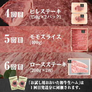 ＜定期便・全6回(連続)＞豊後牛・おおいた和牛定期便(総量2.4kg) 牛肉 国産 和牛 焼肉 切り落とし ヒレ ヒレ肉 ステーキ ロース すき焼き しゃぶしゃぶ 大分県 佐伯市 【FW015】【ミートクレスト】
