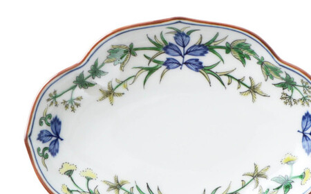 源右衛門窯 染錦秋草文 木瓜型 銘々皿 器 食器 木瓜 皿 銘々皿 取皿 有田焼 A40-301