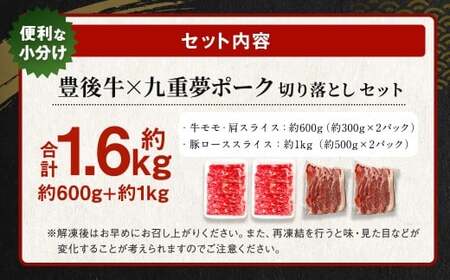 大分県産 ブランド牛 ・ 豚 豊後牛 × 九重夢ポーク スライス 約1.6kg セット