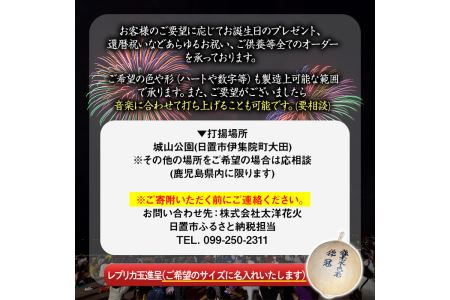No.669 《数量限定》プライベート花火(計30発・レプリカ玉進呈)打揚場所・日時は応相談！【太洋花火】