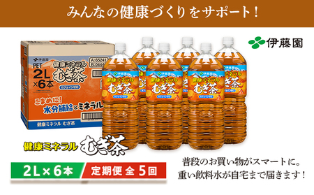 『定期便：全5回』健康ミネラルむぎ茶2L×6本【500010】