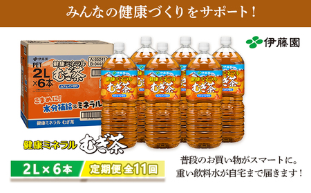 『定期便：全11回』健康ミネラルむぎ茶2L×6本【500014】