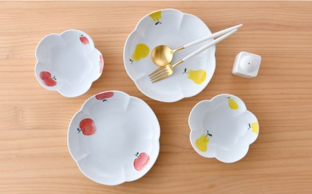 【陶器市特集】【波佐見焼】りんご・ラフランス フラワー ボウル プレート セット 食器 皿 【松幸陶芸】 [HB44] 波佐見焼