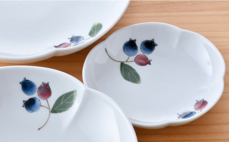 【陶器市特集】【波佐見焼】ブルーベリー 花型 プレート 大小 ペア セット 食器 皿 【松幸陶芸】 [HB48] 波佐見焼