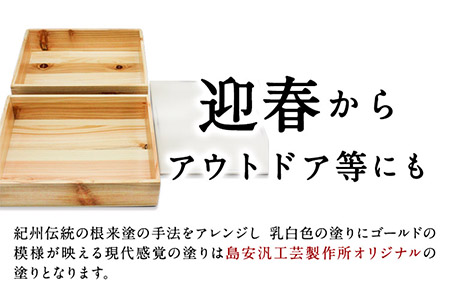 Njeco汎二段重箱 変根来 【カラー：白】 株式会社島安汎工芸製作所 《90日以内に出荷予定(土日祝除く)》 和歌山県 紀の川市 重箱 二段 変根来 箱 紀州漆器 伝統工芸 キッチン用品 お花見 アウトドア