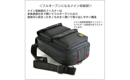 ワンショルダー／フルオープン&Wフラップポケット　バンナイズ バリスティック ナイロン ブラック 斜め掛け 耐久性 背中 ファッション カバン バッグ 
