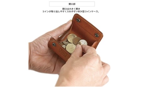カードケース付きBOX型コインケース　バンナイズ オイル シュリンク レザー 本革 財布 コンパクト カード 収納 ファッション小物  ビンテージブラック