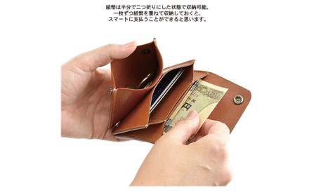 3部屋構造のワイドオープンウォレット / ワイドサイズ　バンナイズ オイル シュリンク レザー 本革 財布 コンパクト カード 収納 ファッション小物 ファッション カバン バッグ  ビンテージキャメル