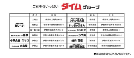 1163　ダイムグループ　お食事券　美食屋あじへい