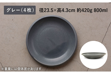 【美濃焼】[超軽量食器] Air MINO  マルチプレート 4枚 セット (グレー×4)【井澤コーポレーション】[TBP007]