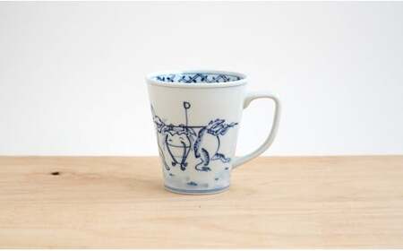 有田焼 染付鳥獣戯画 酒樽ゆったりマグカップ よう楽庵・たかす A22-37 