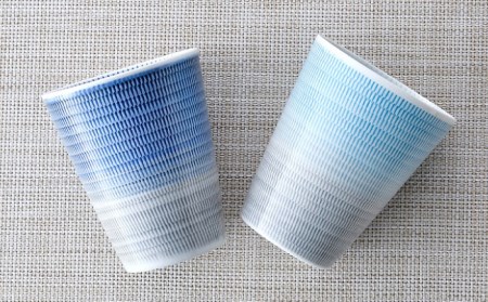 【波佐見焼】色染め流し フリーカップ （大） 青・トルコ 食器 皿 【一真窯】 [BB59]  波佐見焼