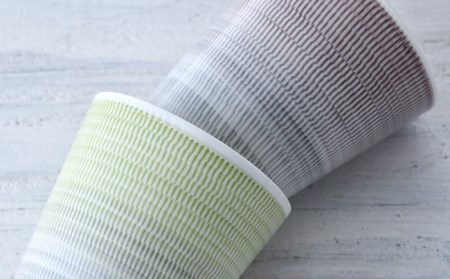 【波佐見焼】色染め流し フリーカップ （大） パープル・グリーン 食器 皿 【一真窯】 [BB60]  波佐見焼