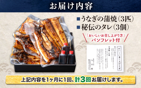 3回定期便 うなぎ 3尾 CCA008 海鮮 鰻 うなぎ 贈答 ギフト ウナギ