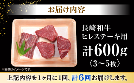 6回定期便 長崎和牛 ヒレ ステーキ 計600g＜大西海ファーム＞ [CEK079] ヒレ