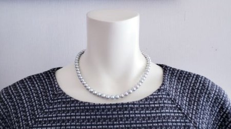 【300-61】憧れのセカンドパール、グレーネックレスセット（イヤリング）*