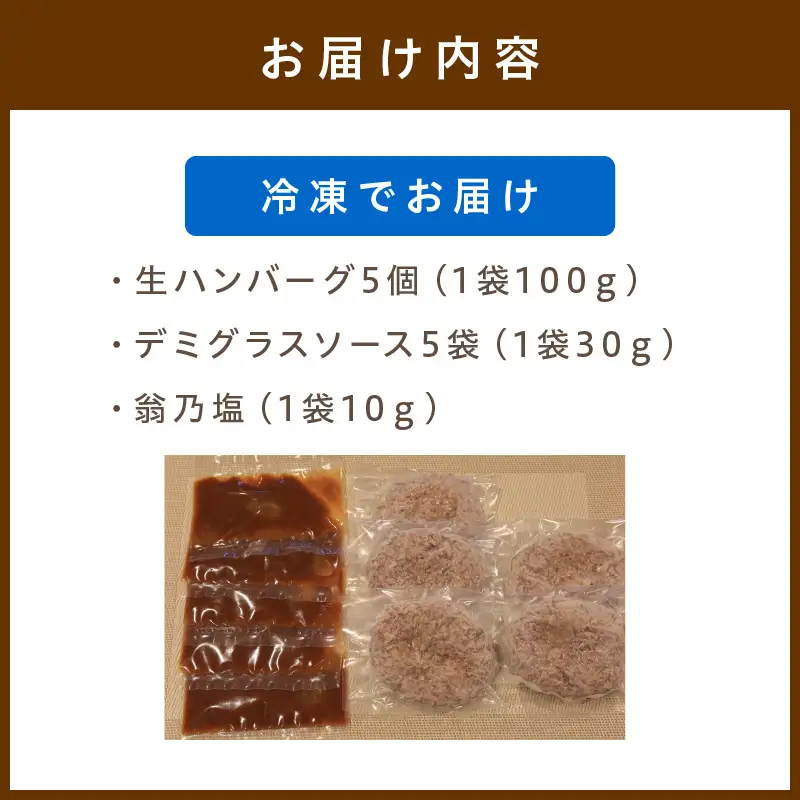 【ハンバーグ】塩で食べるやわらかハンバーグ 5個 デミグラスソース付