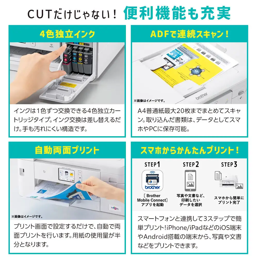 【ブラザー　インクジェット複合機　自動カット】DCP-J1800N