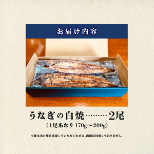 うなぎの白焼 2尾セット（特大サイズ 一尾 170g～200g）_国産 うなぎ 白焼 特大 一尾 170g ～ 200g × 2尾 うなぎ白焼き ひつまぶし 簡単調理 小分け アクセント 柚子胡椒 食品 加工品 魚 魚介類 おかず 惣菜 ご飯のお供 酒の肴 冷凍 パック 樋口商店 福岡県 久留米市 お取り寄せ お取り寄せグルメ 送料無料 〔Cu002〕
