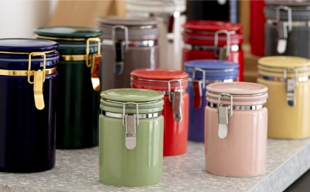 【美品】コーヒーキャニスター 日本製2セット　カフェ食器 【食器洗浄機対応】 美濃焼】コーヒーキャニスター200 2個セット モスグリーン【ZERO JAPAN
