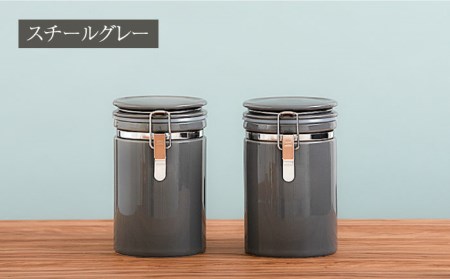 美濃焼】コーヒーキャニスター200 2個セット ホワイト×スチールグレー