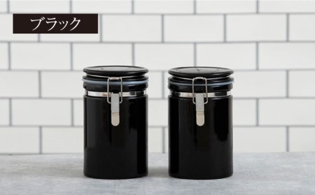 【美濃焼】コーヒーキャニスター200 2個セット ホワイト×ブラック【ZERO JAPAN】保存容器 コーヒー豆 紅茶 緑茶 日本茶 陶器 密閉 密封 遮光 コーヒー 豆 粉 おしゃれ パッキン付き 調味料入れ キッチン収納 シンプル 無地 かわいい 密封瓶 [MBR143]