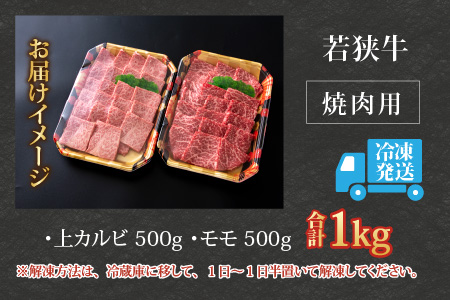 【福井のブランド牛肉】若狭牛焼肉食べ比べセット 1kg(上カルビ500g×1パック・モモ500g×1パック)【4等級以上】