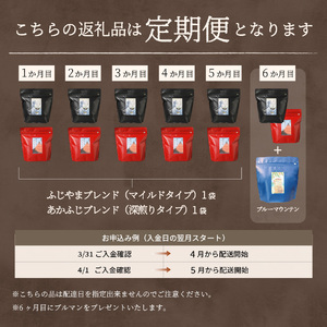 メール便発送「ふじやまブレンド・あかふじブレンド」　富士山の湧き水で磨いた スペシャルティコーヒー定期便（ドリップ16パック）6ヶ月 コーヒー 珈琲 ドリップ スペシャルティ 珈琲 定期便