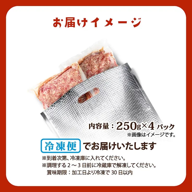 旨うま味付け合挽きミンチ 250ｇ×4袋 計1kg [A-2219]