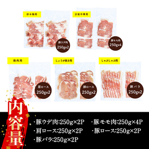 国産 豚 豚肉 ロース 肩ロース モモ ウデ 鹿児島県産 天恵美豚 (250g×12P・計3kg) 【アグリおおすみ】B142-v01