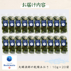 夫婦漁師の乾燥あおさ（10g×20袋）【夫婦漁師Hashimoto】fuufu-7035R8