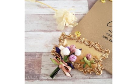 つまみ細工 ブーケブートニア イヤリング アクセサリー 工芸品 お花 手作り 職人 手仕事 伝統工芸 和風 かわいい アシメトリー 大人可愛い アクセ 受注生産 つまみ細工工房ちより。 送料無料 岐阜県 安八町