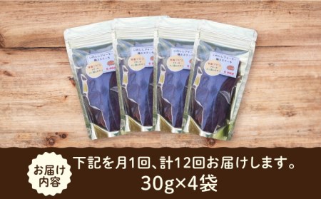 【12回定期便】無添加・天然いのししジャーキー30g×4袋 吉野ヶ里町/まちづくり会株式会社[FBK052]