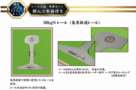 AG127【数量限定】島原鉄道 レール文鎮・硬券セット＜額入り木箱付き＞