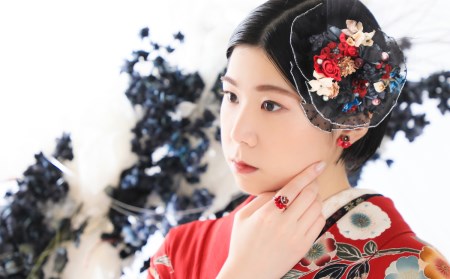 九谷焼×布花アクセサリー九谷花（KUTANIKA）リング