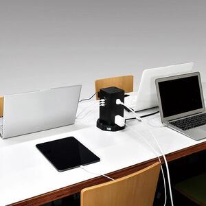 電源タップ　雷ガード　USBタワー型集中スイッチ付タップ　USB×4ポート　12個口2ｍ　WBS-TW1204USB(BK)