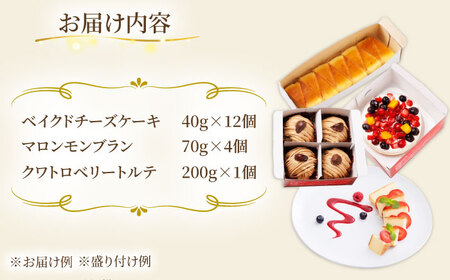ベイクドチーズ / マロンモンブラン / クワトロベリートルテ ケーキ 3種17個 冷凍 糸島市 / 五洋食品産業 [AQD024]