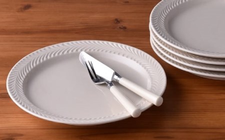 【波佐見焼】ローズマリー(アイボリー) 8寸 プレート 5枚セット 食器 皿 【福田陶器店】 [PA184]  波佐見焼