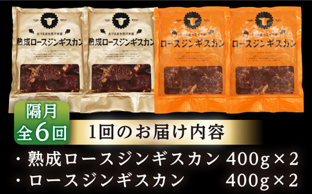 【隔月全6回定期便】ジンギスカン2種 計1.6kg（熟成ロース400gx2・ロース400g×2）【有限会社市原精肉店】1年間 BBQ 焼き肉 ご当地グルメ 北海道 [AXAA016]